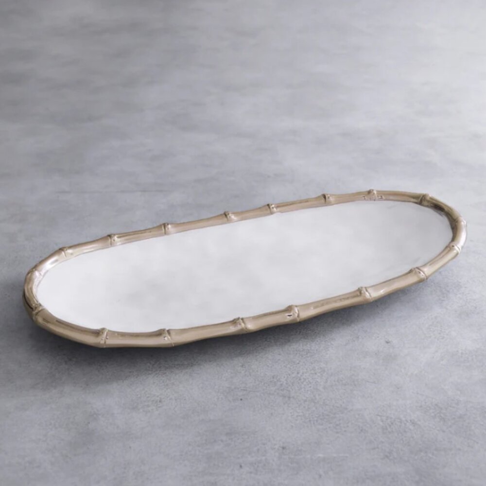 Beatriz Ball White Bamboo Medium Oval Tray